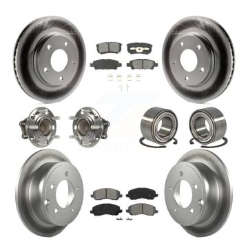 Front Rear Hub Bearing Coated Disc Brake Rotors And Pads Kit (10Pc) For Mitsubishi Lancer KBB-108113