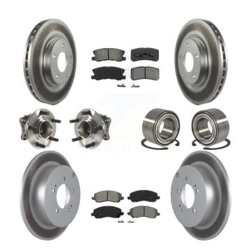 Front Rear Hub Bearing Coated Disc Brake Rotor & Pads Kit (10Pc) For Mitsubishi Outlander KBB-108115