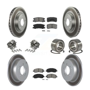 Front Rear Hub Bearing Coated Disc Brake Rotor & Pads Kit (10Pc) For Mitsubishi Outlander KBB-108118