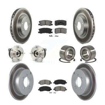 Front Rear Hub Bearing Coated Disc Brake Rotor & Pads Kit (10Pc) For Mitsubishi Outlander KBB-108120