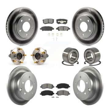 Front Rear Hub Bearing Coated Disc Brake Rotors And Pads Kit (10Pc) For Mitsubishi Lancer KBB-108123