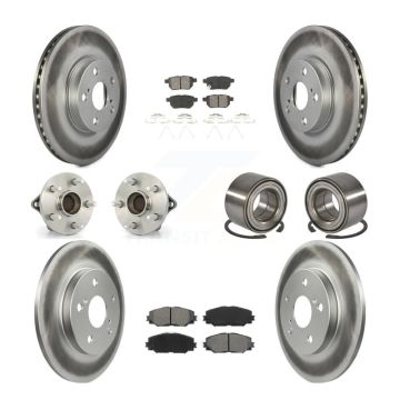 Front Rear Wheel Hub Bearing Coated Disc Brake Rotor And Pad Kit (10Pc) For Toyota Matrix KBB-108130