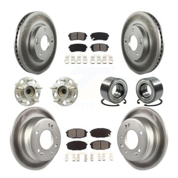 Front Rear Hub Bearings Coated Disc Brake Rotors And Pads Kit (10Pc) For Hyundai Elantra KBB-108138