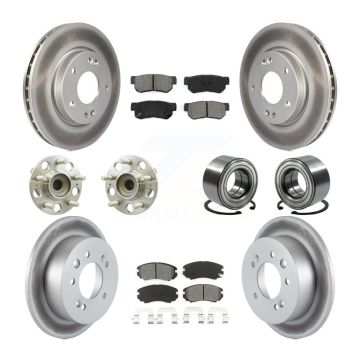 Front Rear Hub Bearings Coated Disc Brake Rotors And Pads Kit (10Pc) For Hyundai Elantra KBB-108140
