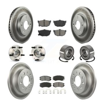 Front Rear Hub Bearings Coated Disc Brake Rotors And Pads Kit (10Pc) For Hyundai Tiburon KBB-108141