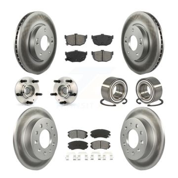 Front Rear Hub Bearings Coated Disc Brake Rotors And Pads Kit (10Pc) For Hyundai Tiburon KBB-108142