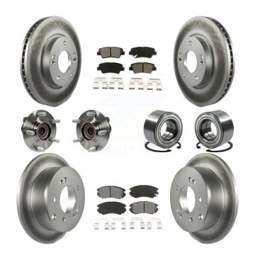 Front Rear Hub Bearing Coated Disc Brake Rotor And Pads Kit (10Pc) For 2012-2013 Kia Soul KBB-108158