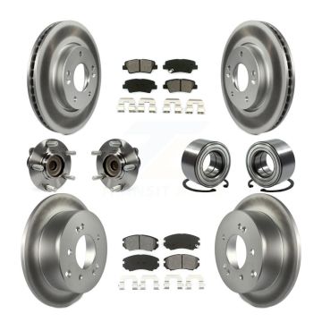 Front Rear Hub Bearing Assembly Coated Disc Brake Rotors And Pads Kit (10Pc) For Kia Soul KBB-108160