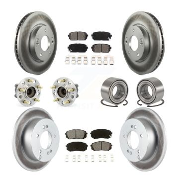Front Rear Hub Bearing Coated Disc Brake Rotor And Pad Kit (10Pc) For 2010-2012 Kia Rondo KBB-108167