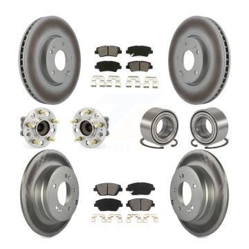 Front Rear Hub Bearing Coated Brake Rotor & Pads Kit (10Pc) For Hyundai Sonata Kia Optima KBB-108172