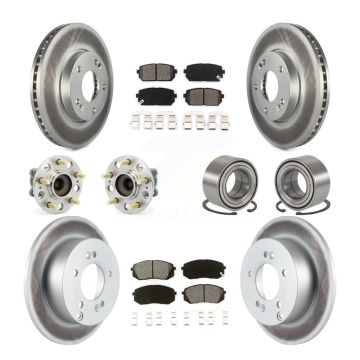 Front Rear Hub Bearing Coated Disc Brake Rotor And Pad Kit (10Pc) For 2008-2009 Kia Rondo KBB-108175