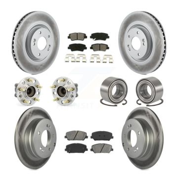 Front Rear Hub Bearings Coated Disc Brake Rotors And Pads Kit (10Pc) For Kia Optima 2.0L KBB-108176