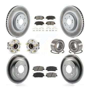 Front Rear Hub Bearing Coated Brake Rotor & Pads Kit (10Pc) For 2013-2015 Kia Optima 2.0L KBB-108177