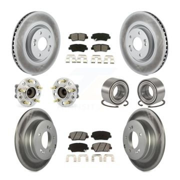 Front Rear Wheel Hub Bearing Coated Disc Brake Rotor And Pad Kit (10Pc) For Hyundai Azera KBB-108178