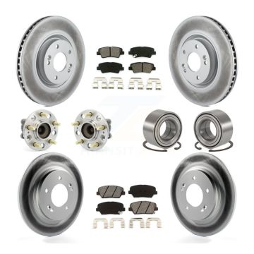 Front Rear Hub Bearing Coated Brake Rotor Pads Kit (10Pc) For 16-17 Hyundai Azera Limited KBB-108179