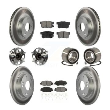 Front Rear Wheel Hub Bearing Coated Disc Brake Rotors And Pads Kit (10Pc) For Honda Civic KBB-108193