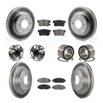 Front Rear Wheel Hub Bearing Coated Disc Brake Rotors And Pads Kit (10Pc) For Honda Civic KBB-108194