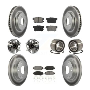 Front Rear Wheel Hub Bearing Coated Disc Brake Rotors And Pads Kit (10Pc) For Honda Civic KBB-108195