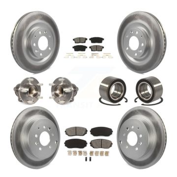 Front Rear Hub Bearing Coated Brake Rotor And Pad Kit (10Pc) For 2007-2015 Mazda CX-9 FWD KBB-108199