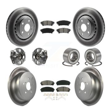 Front Rear Hub Bearing Coated Brake Rotor Pads Kit (10Pc) For 2011-2020 Toyota Sienna FWD KBB-108200