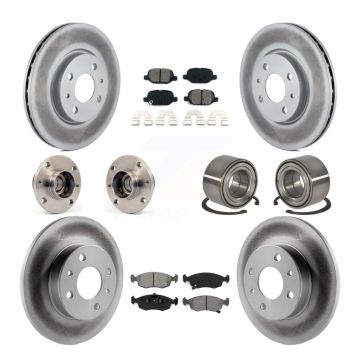 Front Rear Hub Bearing Assembly Coated Disc Brake Rotors And Pads Kit (10Pc) For Fiat 500 KBB-108202