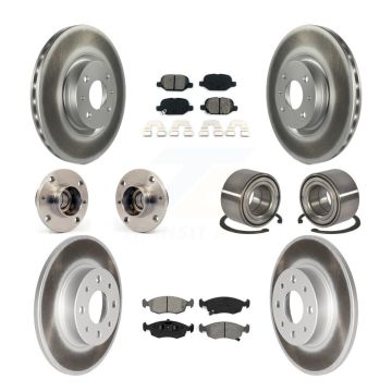 Front Rear Hub Bearing Assembly Coated Disc Brake Rotors And Pads Kit (10Pc) For Fiat 500 KBB-108203