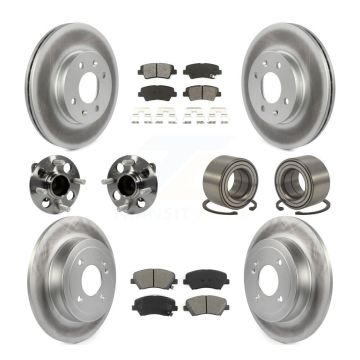 Front Rear Hub Bearing Coated Brake Rotor And Pad Kit (10Pc) For 2012-2017 Hyundai Accent KBB-108205