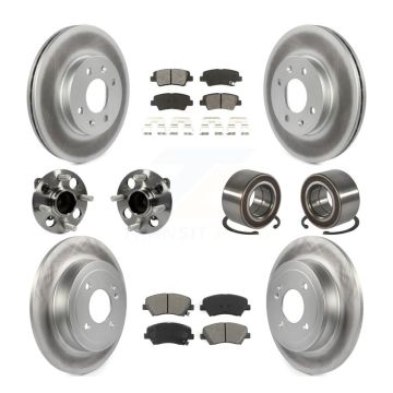 Front Rear Hub Bearings Assembly Coated Disc Brake Rotors And Pads Kit (10Pc) For Kia Rio KBB-108206