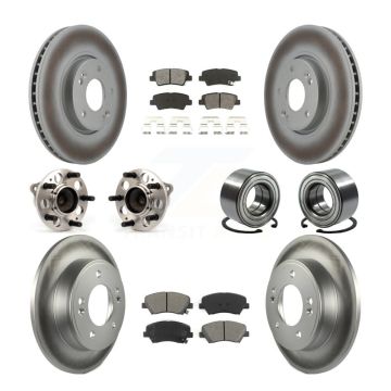 Front Rear Hub Bearing Coated Disc Brake Rotors And Pads Kit (10Pc) For 2014 Kia Forte SX KBB-108210