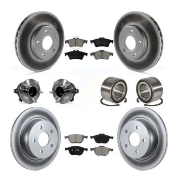 Front Rear Hub Bearing Assembly Coated Disc Brake Rotor And Pad Kit (10Pc) For Ford C-Max KBB-108213