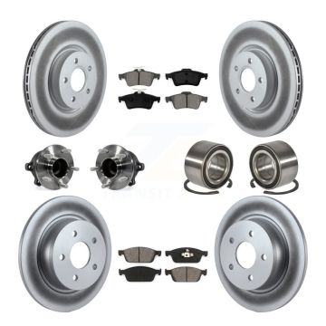 Front Rear Hub Bearing Coated Brake Rotor & Pads Kit (10Pc) For Ford Escape FWD with 2.0L KBB-108214