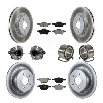 Front Rear Hub Bearing Coated Disc Brake Rotors And Pads Kit (10Pc) For Ford Escape C-Max KBB-108216