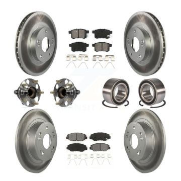 Front Rear Wheel Hub Bearing Coated Disc Brake Rotor And Pads Kit (10Pc) For Honda Accord KBB-108233