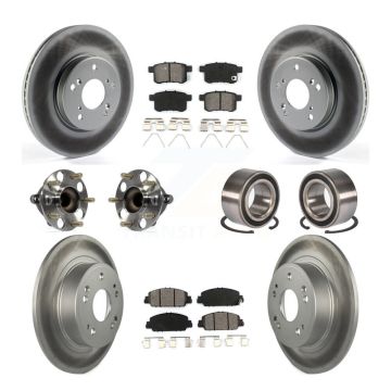 Front Rear Wheel Hub Bearing Coated Disc Brake Rotor And Pads Kit (10Pc) For Honda Accord KBB-108235