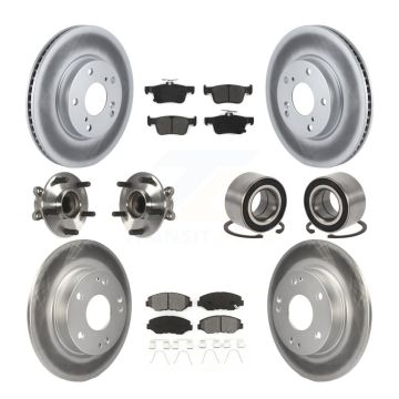 Front Rear Wheel Hub Bearing Coated Disc Brake Rotors And Pads Kit (10Pc) For Honda Civic KBB-108242