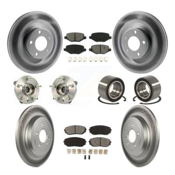 Front Rear Hub Bearing Coated Disc Brake Rotor & Pad Kit (10Pc) For Ford Edge Lincoln MKX KBB-108244