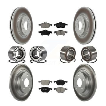 Front Rear Bearing Coated Disc Brake Rotors And Semi-Metallic Pads Kit (10Pc) For Mazda 5 KBB-108250