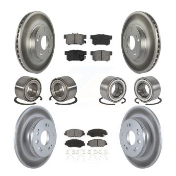 Front Rear Wheel Bearings Coated Disc Brake Rotors And Pads Kit (10Pc) For Honda CR-V KBB-108254