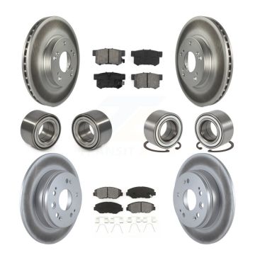 Front Rear Wheel Bearings Coated Disc Brake Rotors And Pads Kit (10Pc) For Honda CR-V KBB-108274
