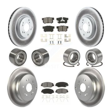 Front Rear Bearings Coated Disc Brake Rotors And Pads Kit (10Pc) For 2005-2006 Honda CR-V KBB-108275