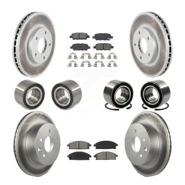 Front Rear Wheel Bearings Coated Disc Brake Rotors And Pads Kit (10Pc) For Nissan X-Trail KBB-108279