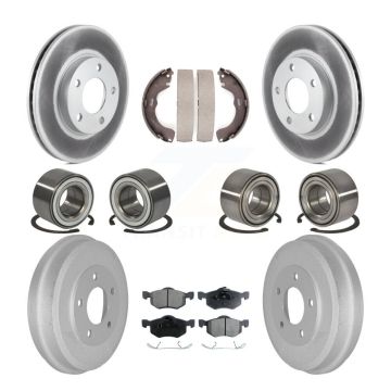 Front Rear Bearing Coated Brake Rotor & Pad Shoe Kit (10Pc) For Ford Escape Mazda Tribute KBB-108300