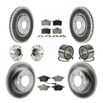 Front Rear Hub Bearing Coated Brake Rotor Pad Kit (10Pc) For Volkswagen Golf Beetle Jetta KBB-108305
