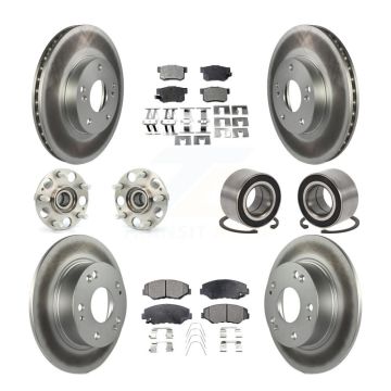 Front Rear Wheel Hub Bearing Coated Disc Brake Rotor And Pads Kit (10Pc) For Honda Accord KBB-108325