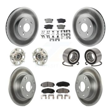 Front Rear Wheel Hub Bearing Coated Disc Brake Rotor And Pads Kit (10Pc) For Honda Accord KBB-108327