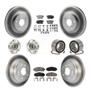 Front Rear Hub Bearings Coated Disc Brake Rotors And Ceramic Pads Kit (10Pc) For Acura TL KBB-108328