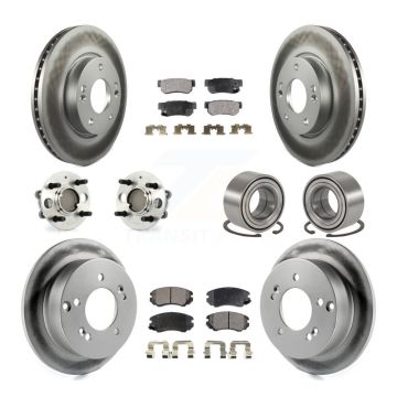 Front Rear Hub Bearing Coat Brake Rotor Pads Kit (10Pc) For 05 Hyundai Sonata 4-Wheel ABS KBB-108331