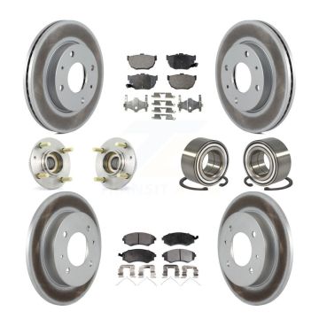 Front Rear Hub Bearings Coated Disc Brake Rotors And Pads Kit (10Pc) For Hyundai Elantra KBB-108345