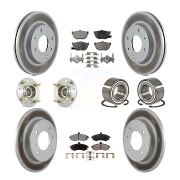 Front Rear Hub Bearings Coated Disc Brake Rotors And Pads Kit (10Pc) For Hyundai Elantra KBB-108346