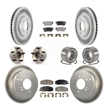 Front Rear Hub Bearings Coated Disc Brake Rotors And Pads Kit (10Pc) For Hyundai Santa Fe KBB-108349